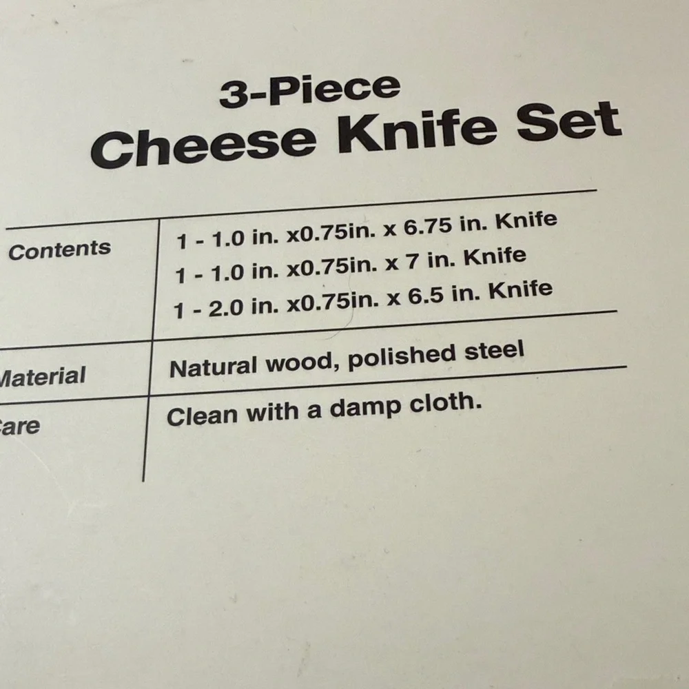 NIB 6 The Cellar 3pc Rustic Wood Stainless Steel Cheese Knife Charcuterie Set